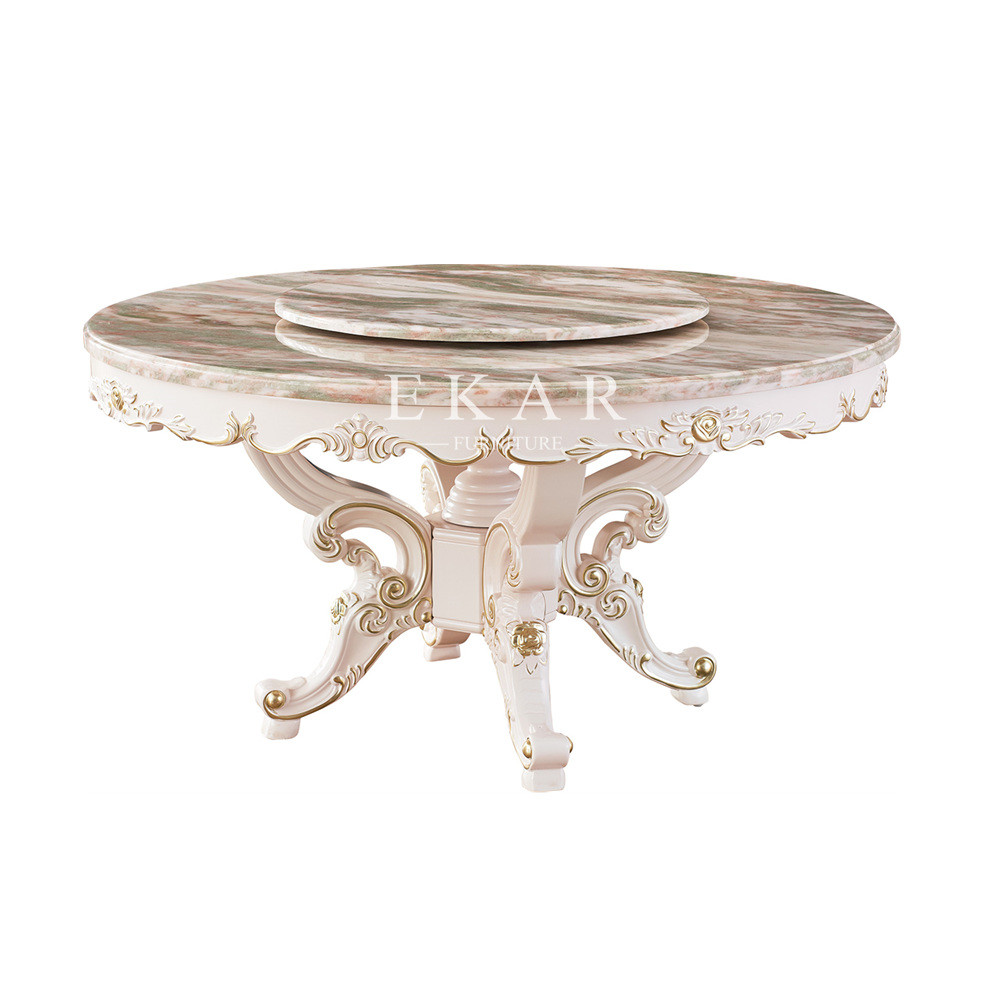 Round Rotating Centre Set 6 Chair Marble Dining Table OY-CT02