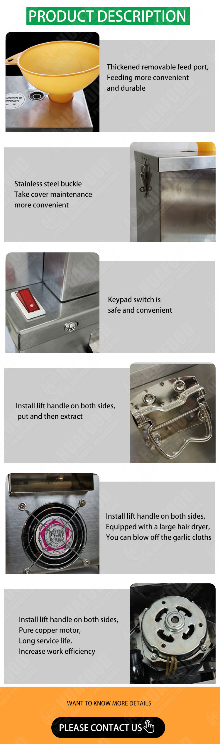 30kg/H Stainless Steel Commercial Garlic Peeler Dry Garlic Peeling Machine