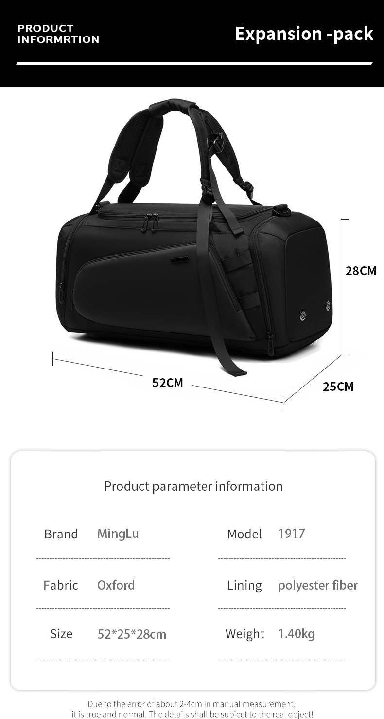 Customization Travel Duffle Bag Multi Function Rich Compartment