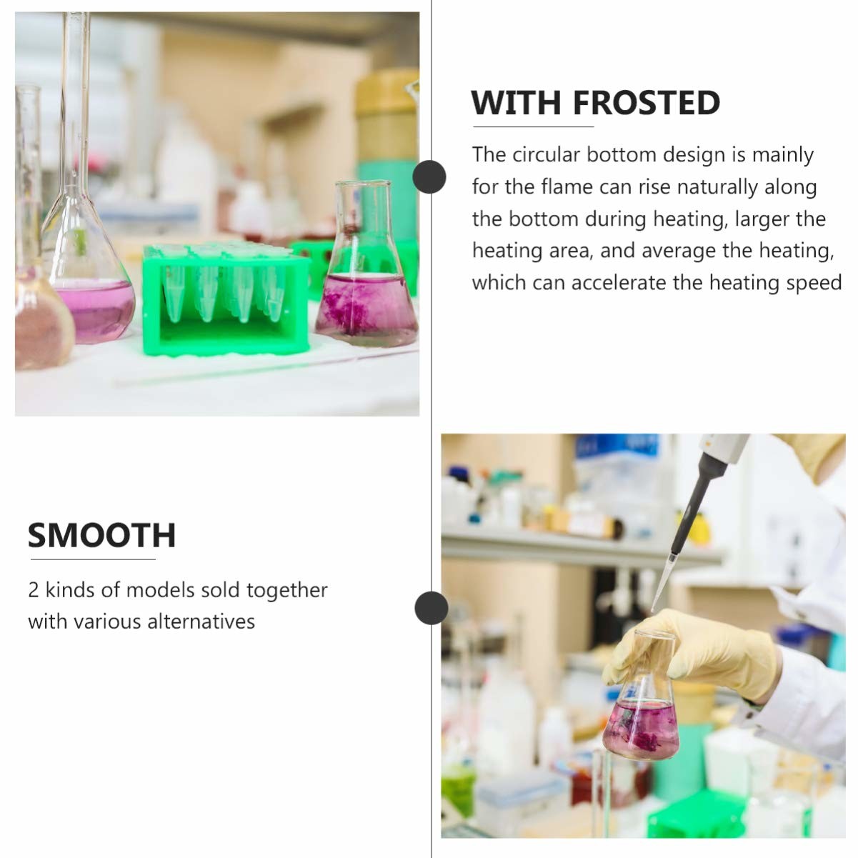 Plastic Flask Flat Bottom Boiling Flask Glass Flask Round-Bottom Flask Narrow Mouth Flask For Lab Scientific Class