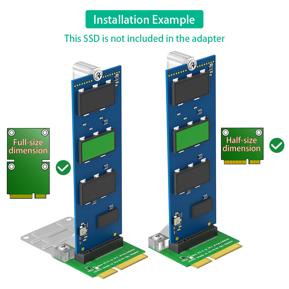 M.2 NGFF Nvme SSD To Mini PCI-E Adapter (Vertical Installation) For 2280 NVME SSD