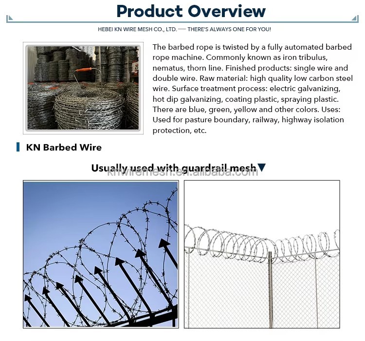 High Tensile Strength Security Barbed Wire Farm Grassland Enclosure