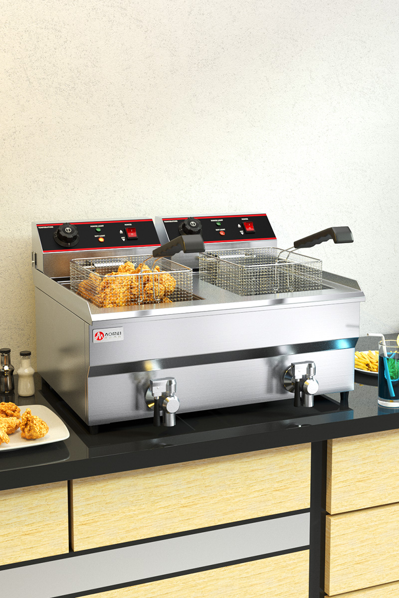 Commercial Equipment Healthy Electric Fryer 2 Tank 2 Basket for Industrial Machine