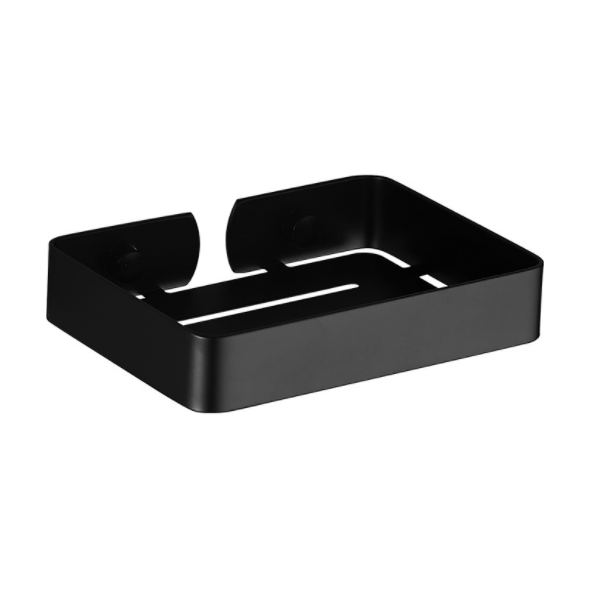 Kitchen Wall Mounted Bathroom Soap Holder Black Adhesive No Drilling