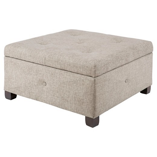 Square fabric tufted ottoman with hinges storage ottoman fabric cube ottoman