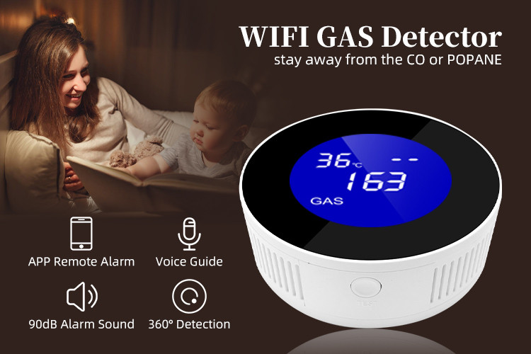 Wifi Combustible Gas Detector LCD Thermostat Disply Tuya App Control Gas Sensor
