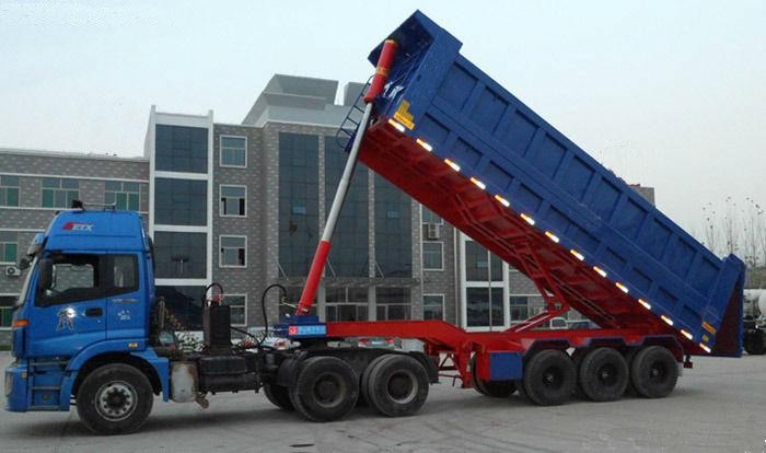 50 Ton 3 Axles Semi Dump Truck Trailer Carbon Steel / High Strength Steel Materials