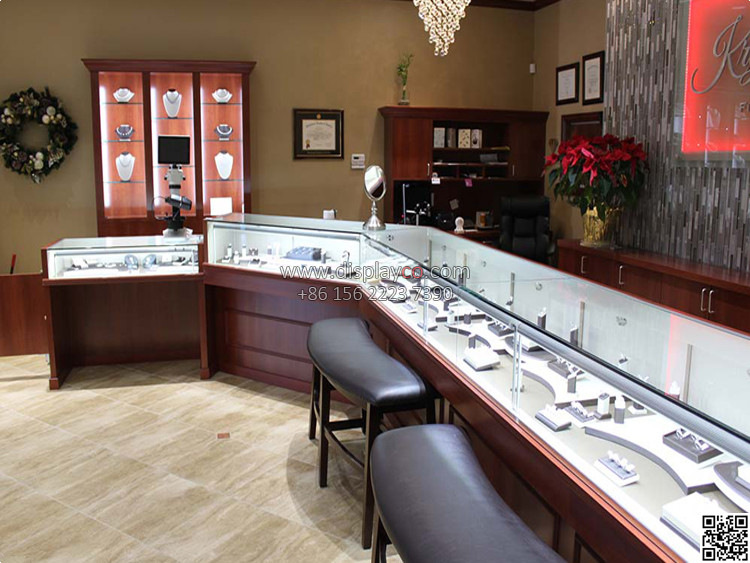Wonderful jewellery shop interior design jewelry display showcase MDF jewelry showcase