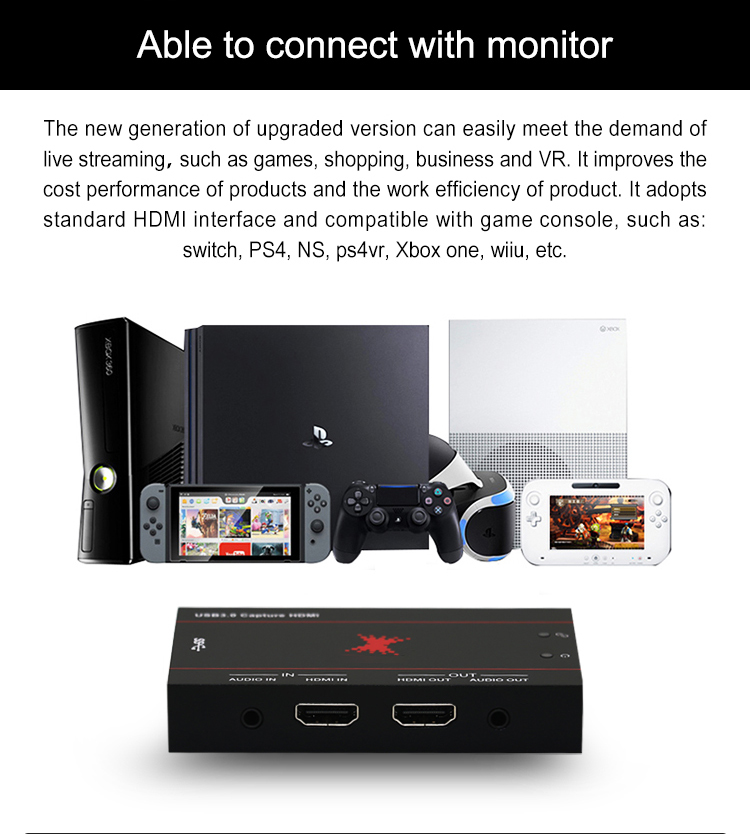 4k Hdm1 Input 1080p60 Output Capture Card With Independent Microphone