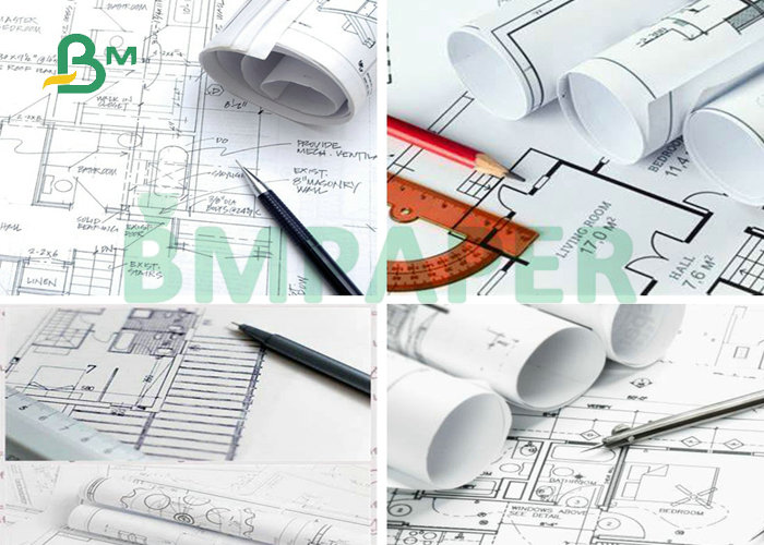 Wide Format 24'' x 150ft 20# Plotter Paper Roll For CAD Engineering Drawing