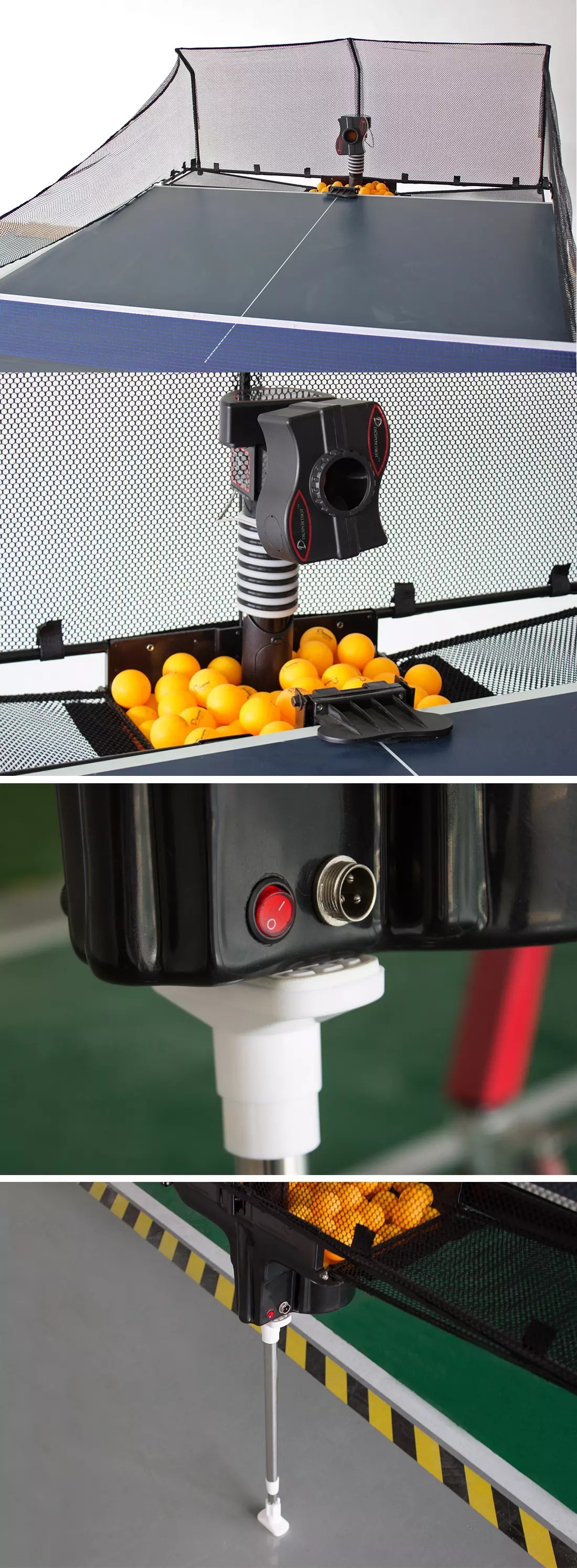 Multifunctional 150balls Table Tennis Machine Plastic Black Color