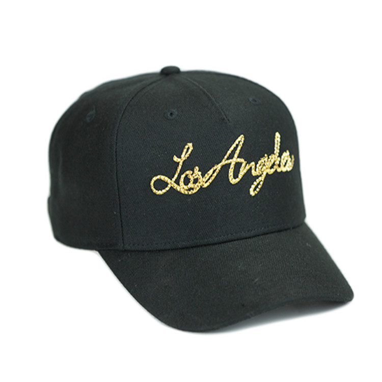Customize Black 6 - Panel Flat Embroidery Logo Sports Baseball Caps