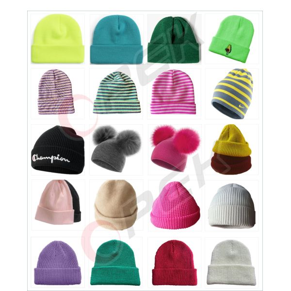 Stripe Rib Hats Reflective Yarn Classic Rib Knitting Machine