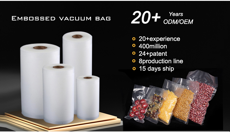 10in Vegetables Fruit Fresh Meat Packaging Transparent Vacuum Sealed Plastic Bags