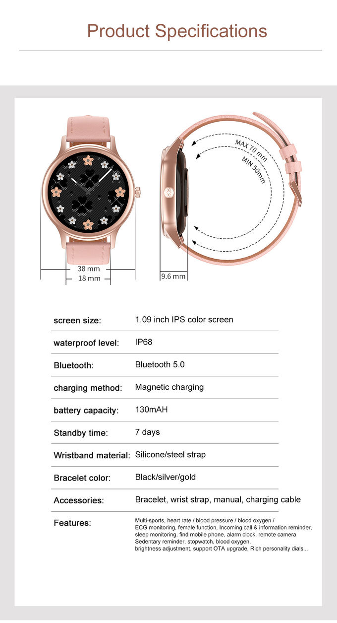 Men / Women Fitness Tracker DT66 Smart Watch 1 - 2 Hours Charging Time