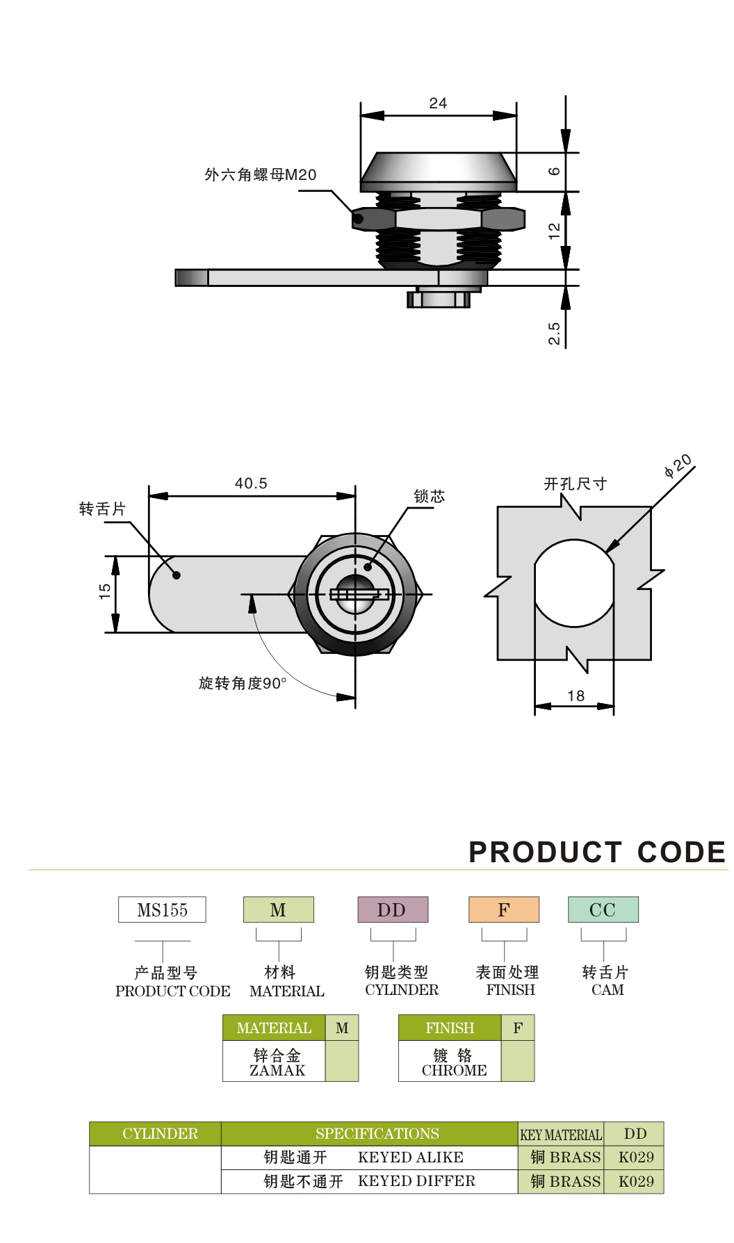 Steel Material Cabinet Box Lock Cam Door Locks ISO Certificate