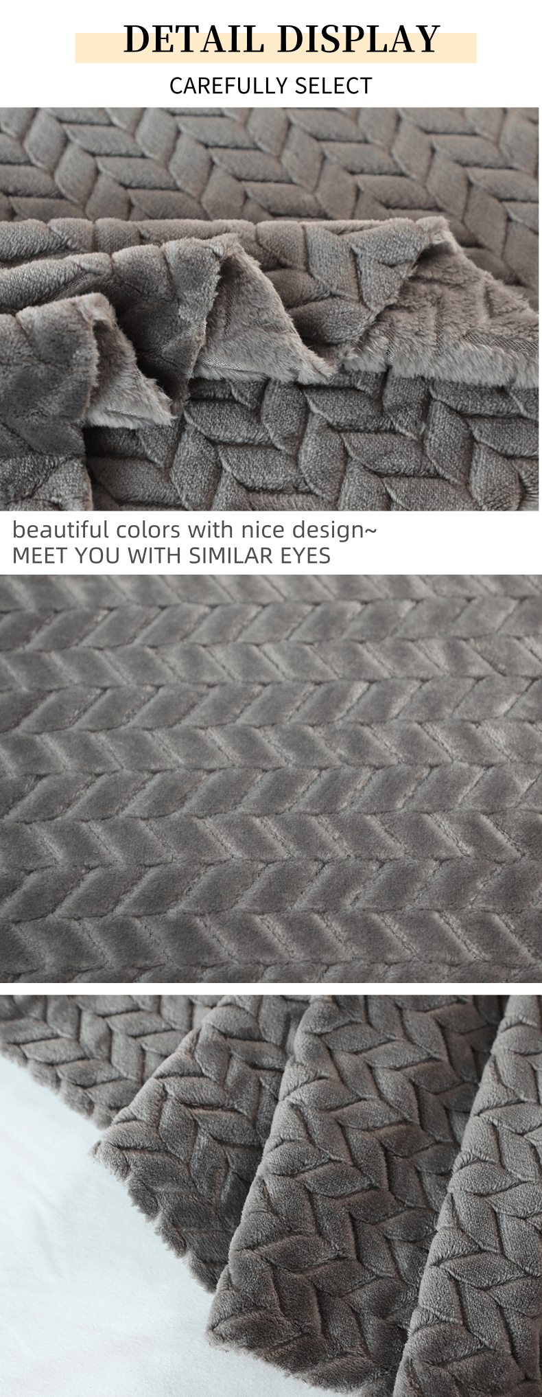 Jacquard 250gsm Soft Flannel Fabric 150D For Warm Blanket