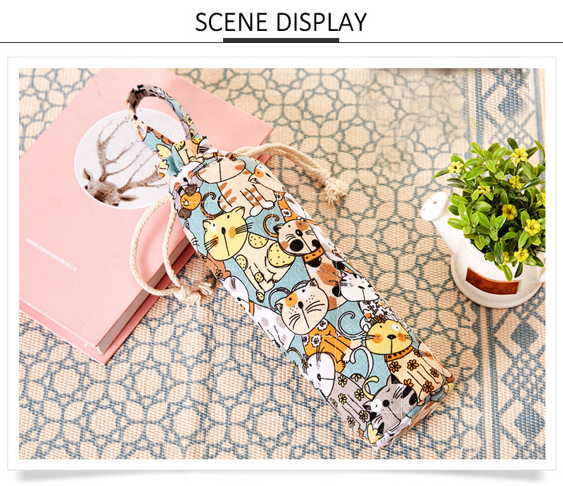 Drawstring Vintage Flower Printing Cotton Wine Bottle Sleeve