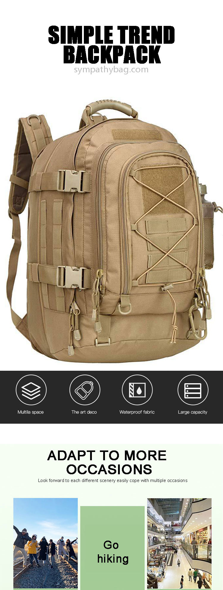Custom Logo Outdoor Sports Backpacks Hiking Biking Bag Large Capacity Multi Color