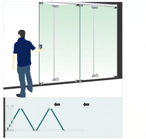 Design Folding Glass Barn Door Stainless Sliding System for Normal Finish Satin/Polish