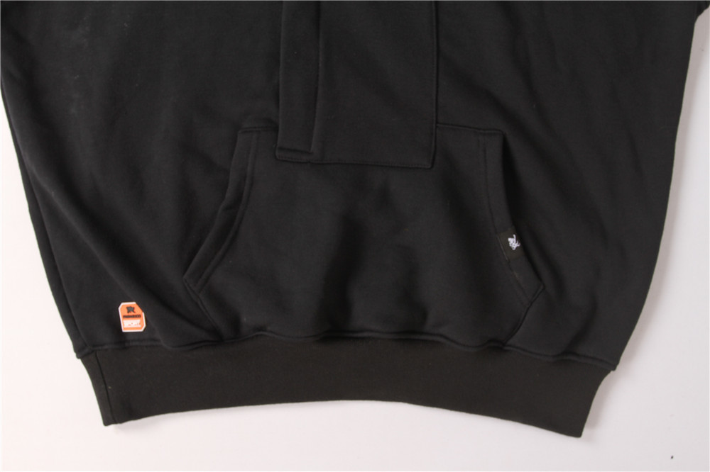 Black Towel Embroidered Mens Hoodie 320gram 65% Polyester 35% Cotton