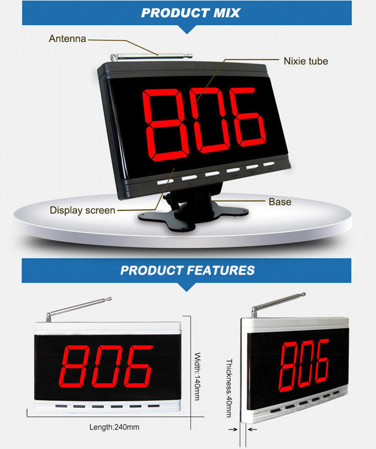 Middle size economic 3 groups calling number displaying monitor of service calling system