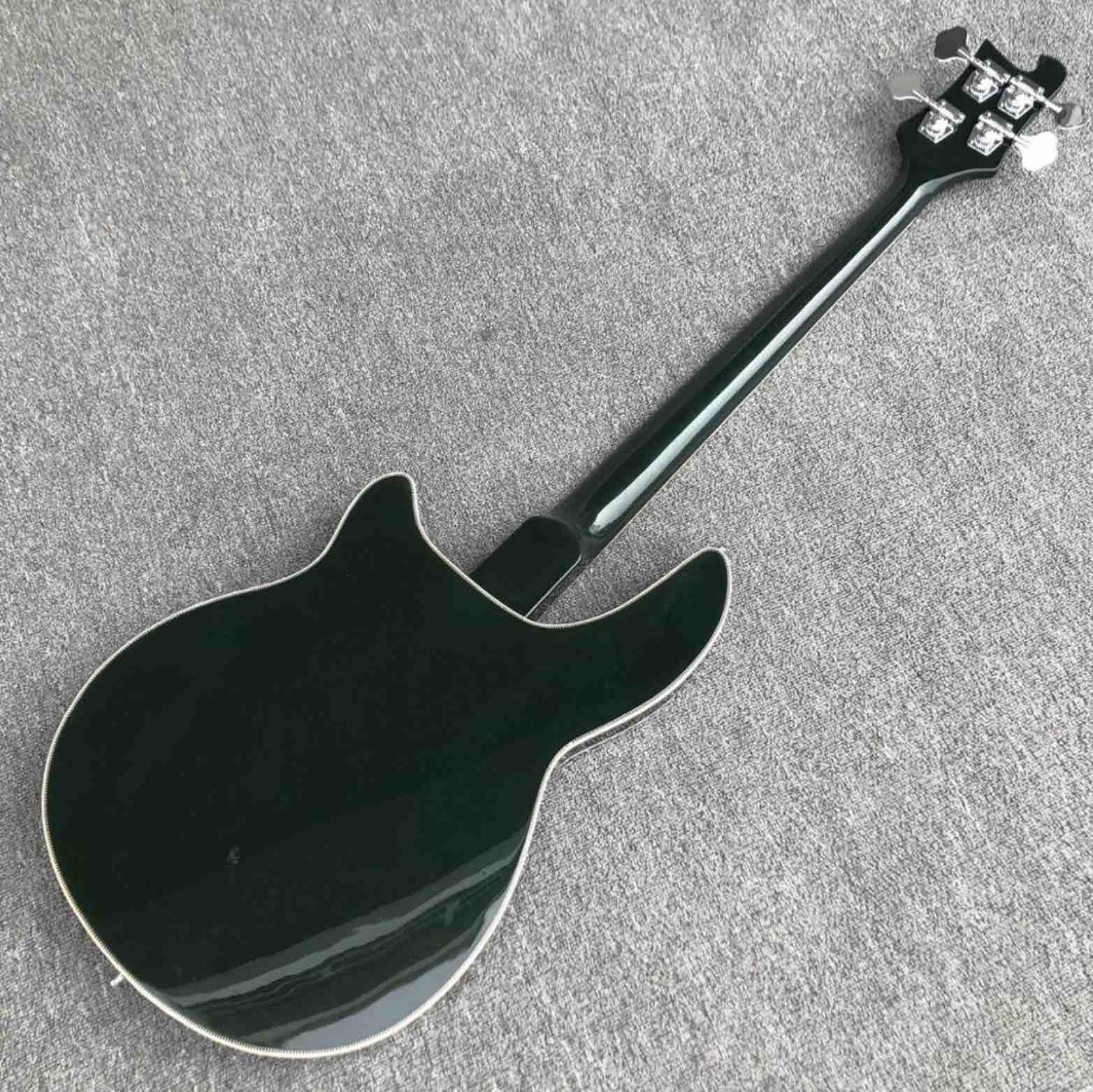 Bass guitar, Blackish green 4 strings rich electric bass guitar,Fishbone binding Chrome hardware,Free shipping