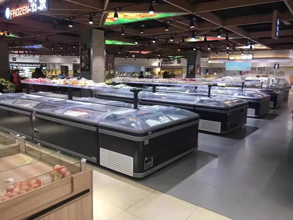 Glass Top Display Chest Deep Island Freezer With Combination Design