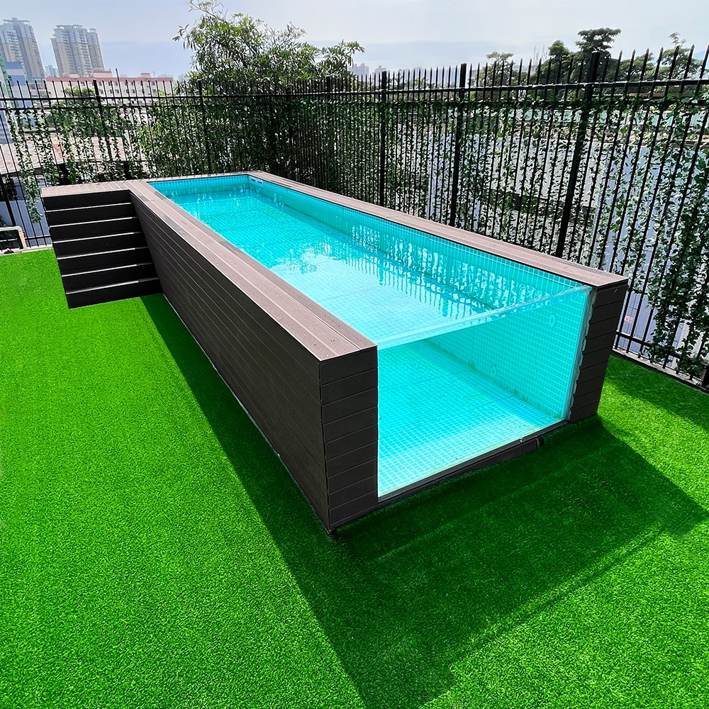 Clear Customizable Fiberglass Modular Above Ground Pool for Trendy Island Resort Villa