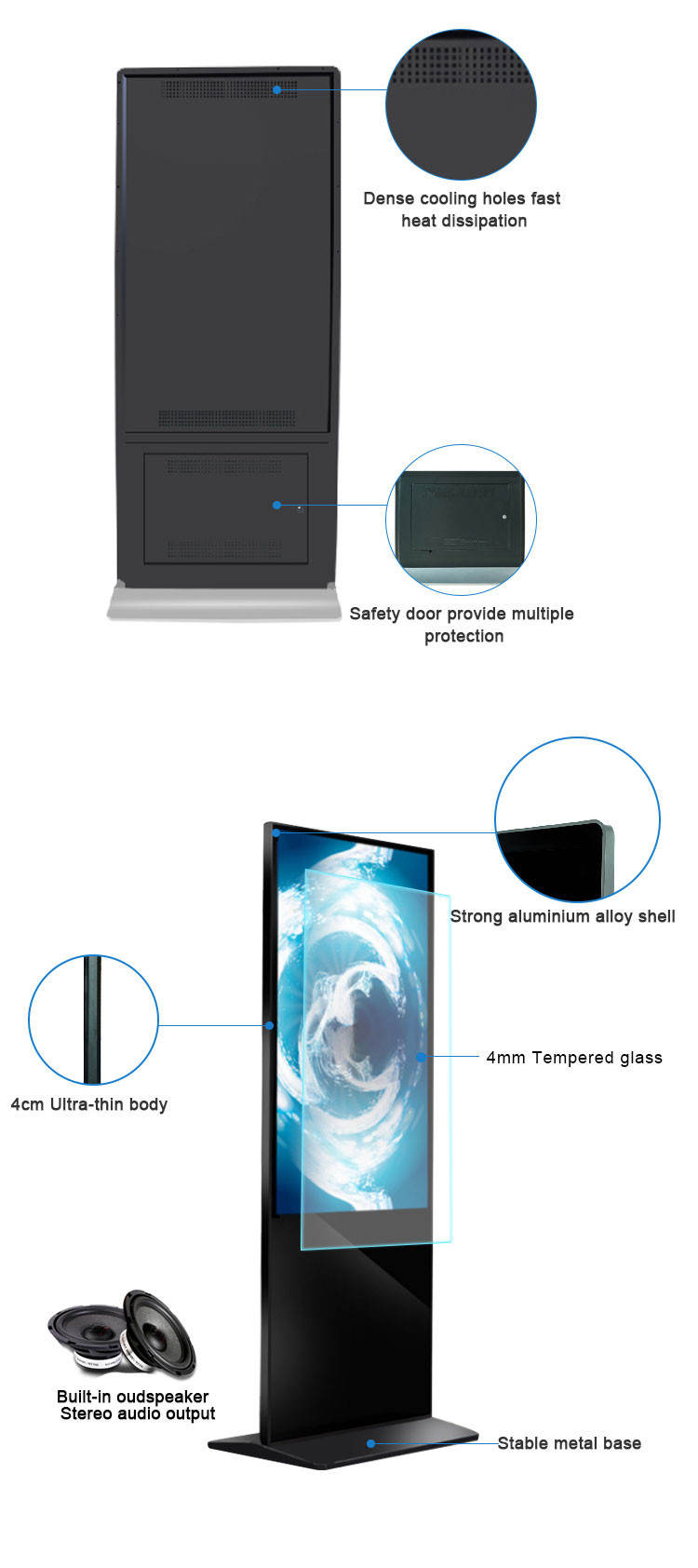 Indoor 10 Points Multi Touch Screen Kiosk With Time Switch Function