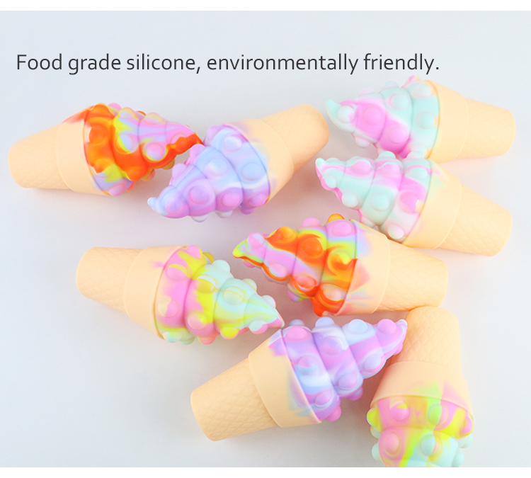 3D Colorful Silicone Ice Cream Teether For Baby Stress Relief Psychology