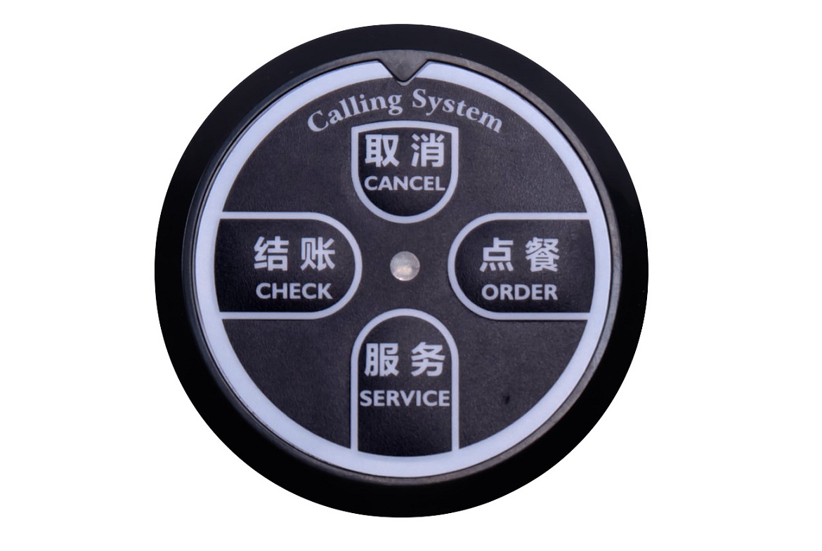 Wireless calling system for shopping center with service call bell button and wrist watch pager