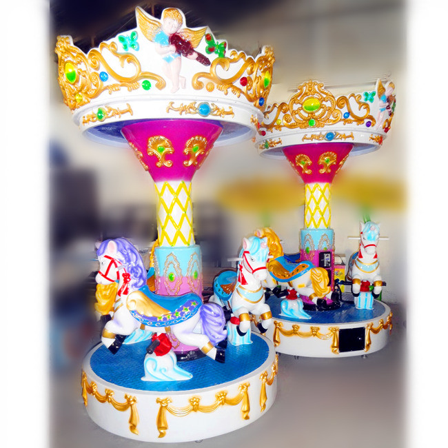 3 seats fiberglass fantasy horse carousel for indoor playground