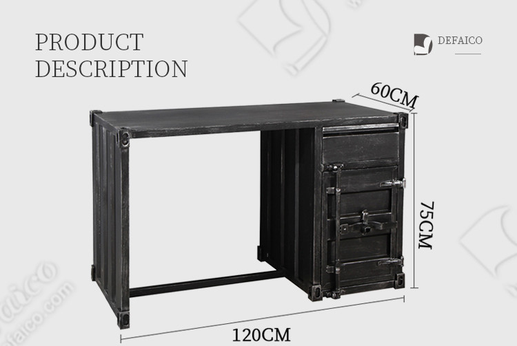 Commercial Black Iron Vintage Style Writing Desk Defaico Furniture