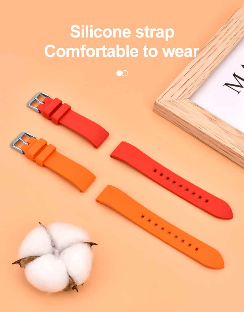 ROHS Quick Release 20mm Silicone Rubber Smart Watch Strap