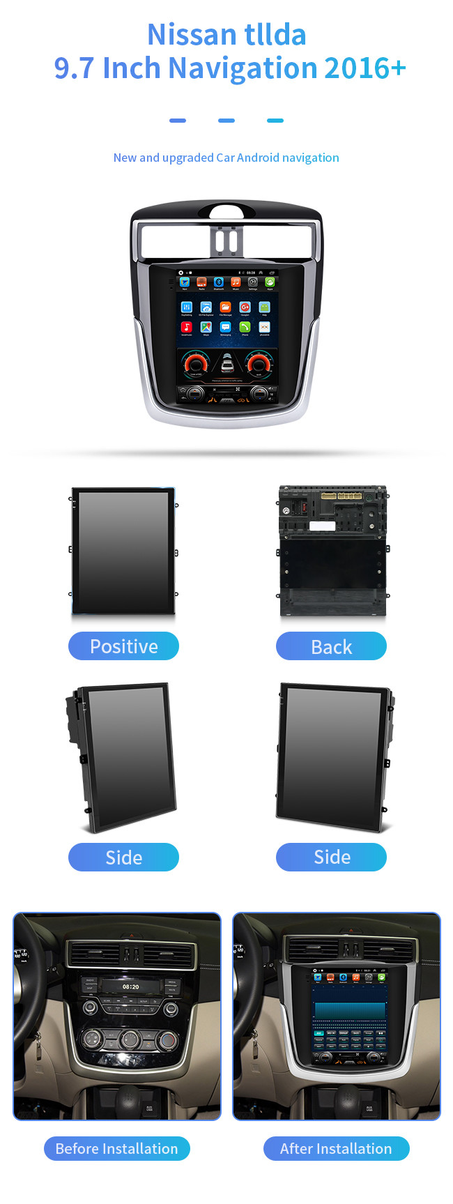 4 Core 1024*600 Car Android GPS Navigation For Nissan Tllda 2016+