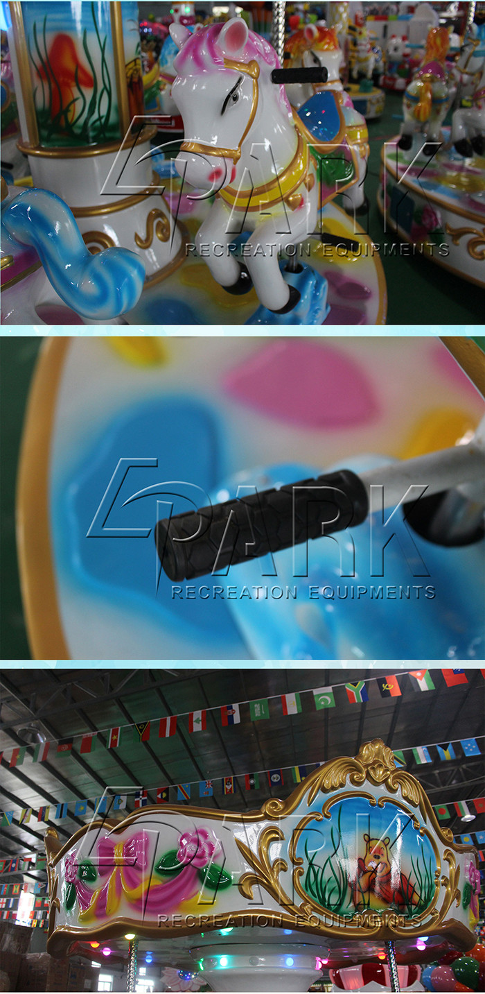 Coin operated electric multiplayer kiddie ride EPARK fiberglass funfair amusement carousel