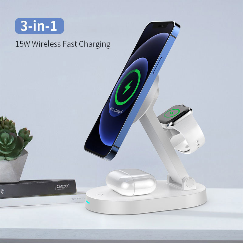 Acrylic Mirror 15W Magnetic Wireless Charger Holder For Iphone 12 13
