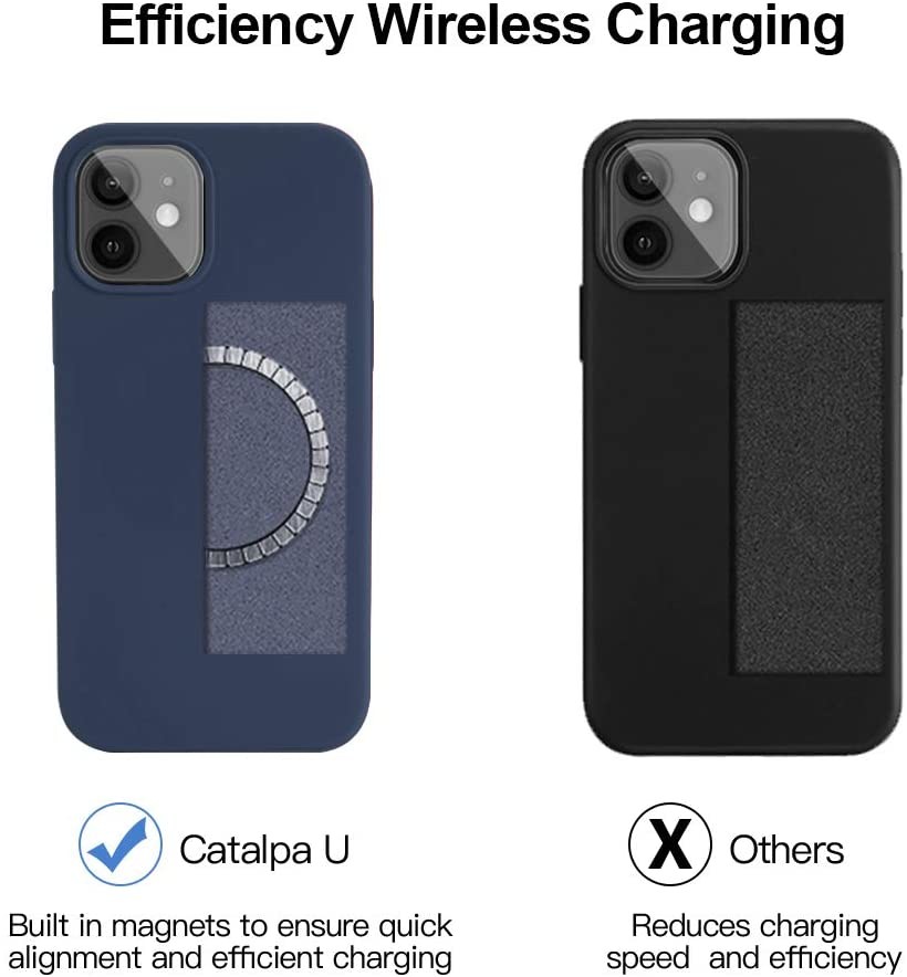 Full Protective Liquid Silicone iPhone 12 Case Built in Magnetic Ring (Supports MagSafe Wireless Charging) (Blue))