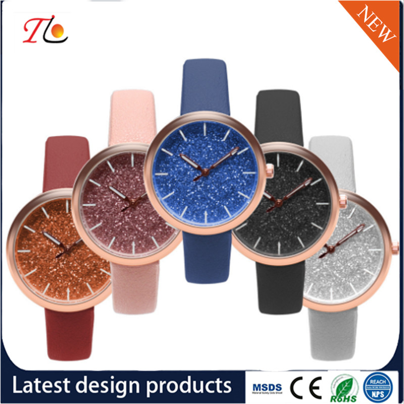 Wholesale Customization PU Watch Alloy Case Quartz Watch Fashion Watch Colorful Leather Band Shining Diamond Lady Watch