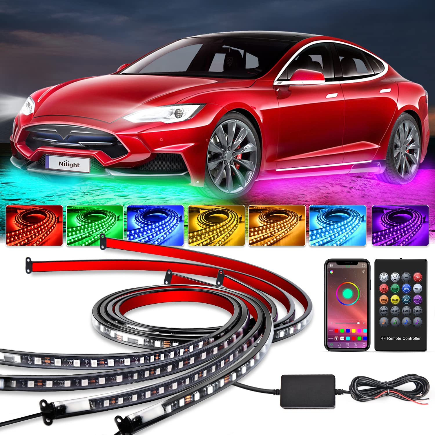 Multi-color Car LED Light Strip with Voice Control and Music Mode 680g Remote Control