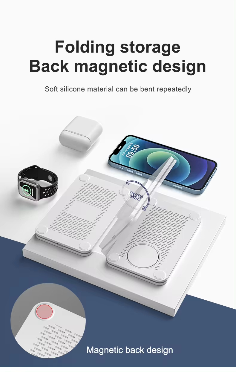 3 in 1 Wireless Charger Station for Mobile Phone , Foldable 15W Magnetic Charger 2024