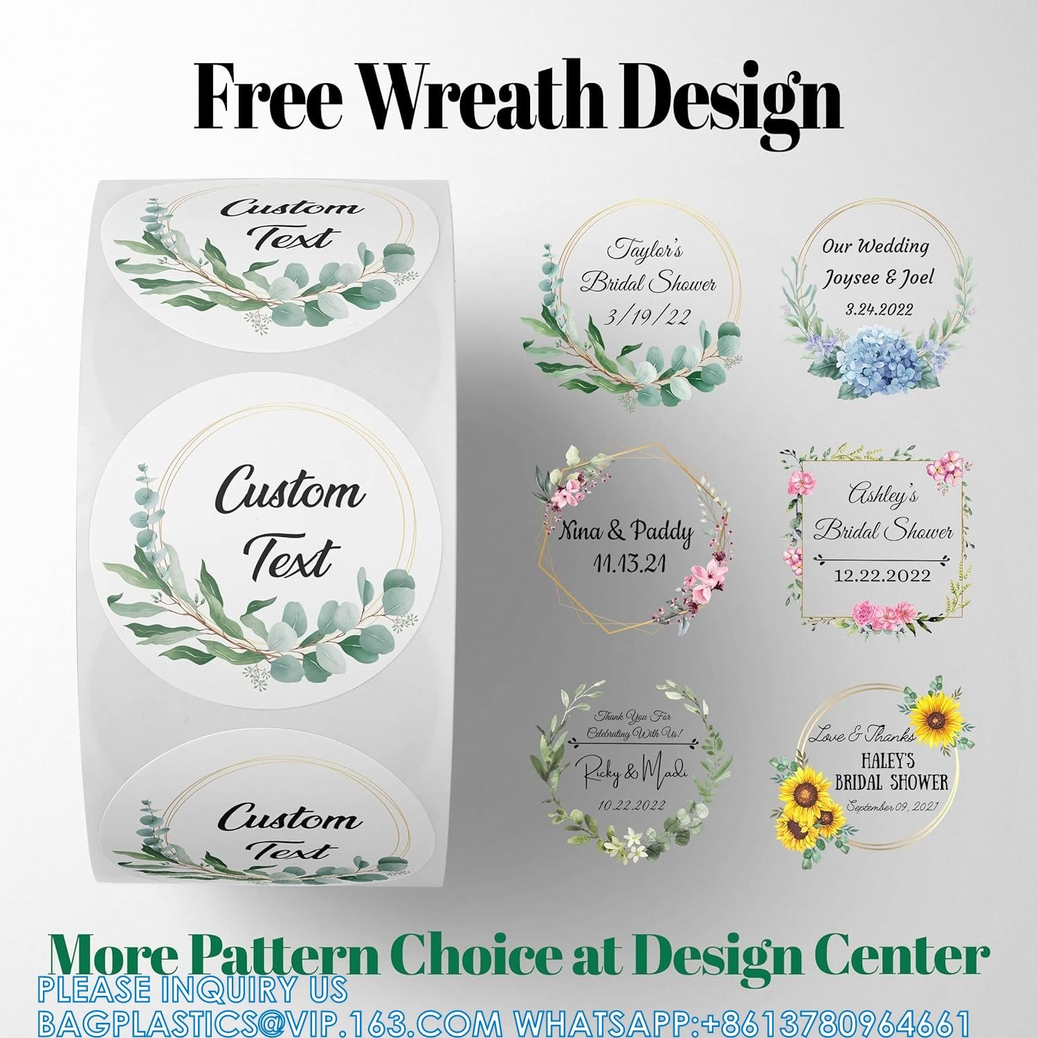 Circle/Square BOPP Roll Labels- Personalized Stickers For Business Logo, Party, Wedding Favor, Baby Shower