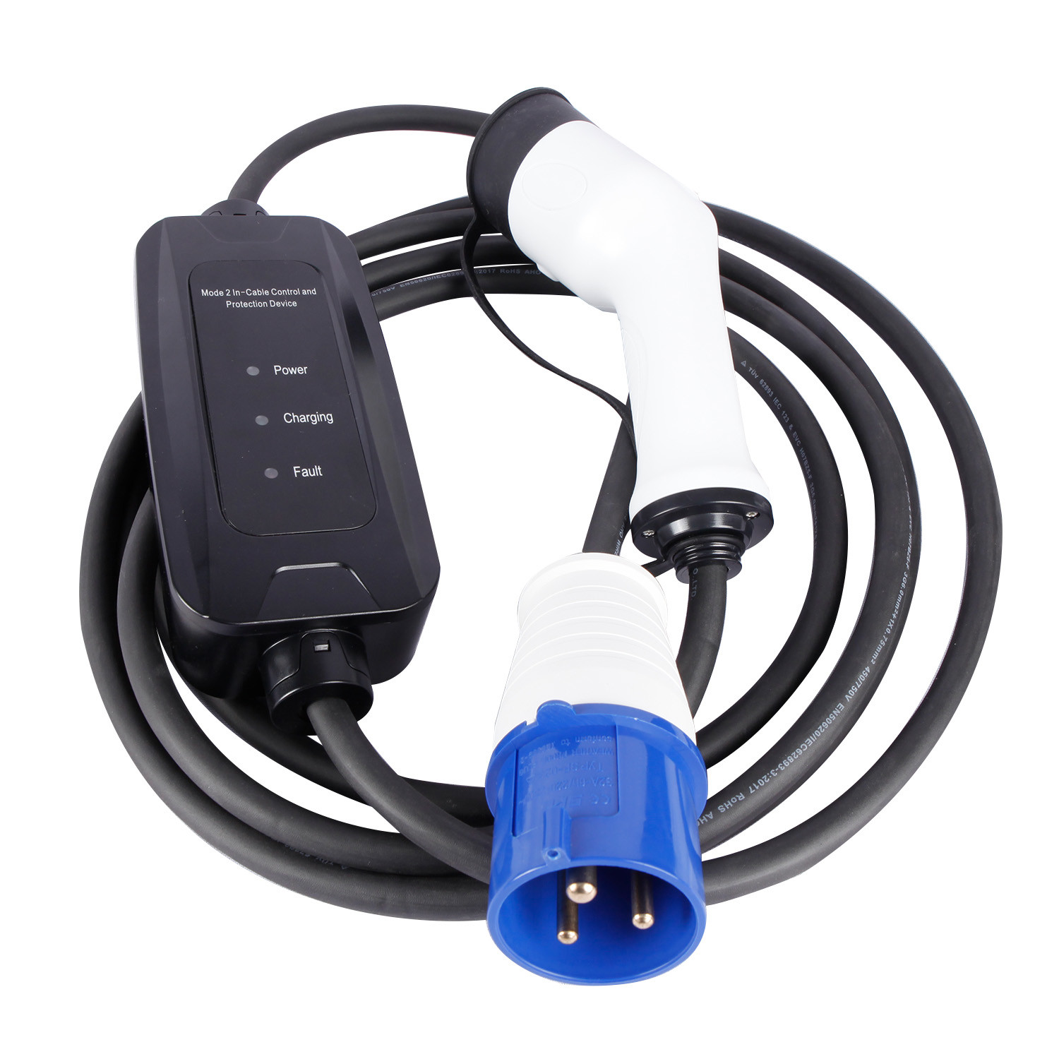 IEC62196-2 mode2 charger 7kw single phase fixed current with display portable ev charger for electric vehicle charging