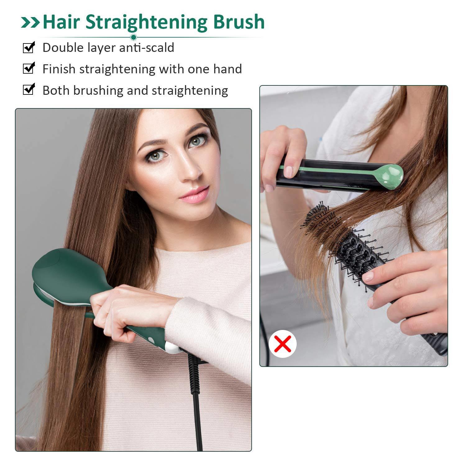 Mestar Hair Straightener Brush Comb , Ion Straightening Comb 2m Power Cord
