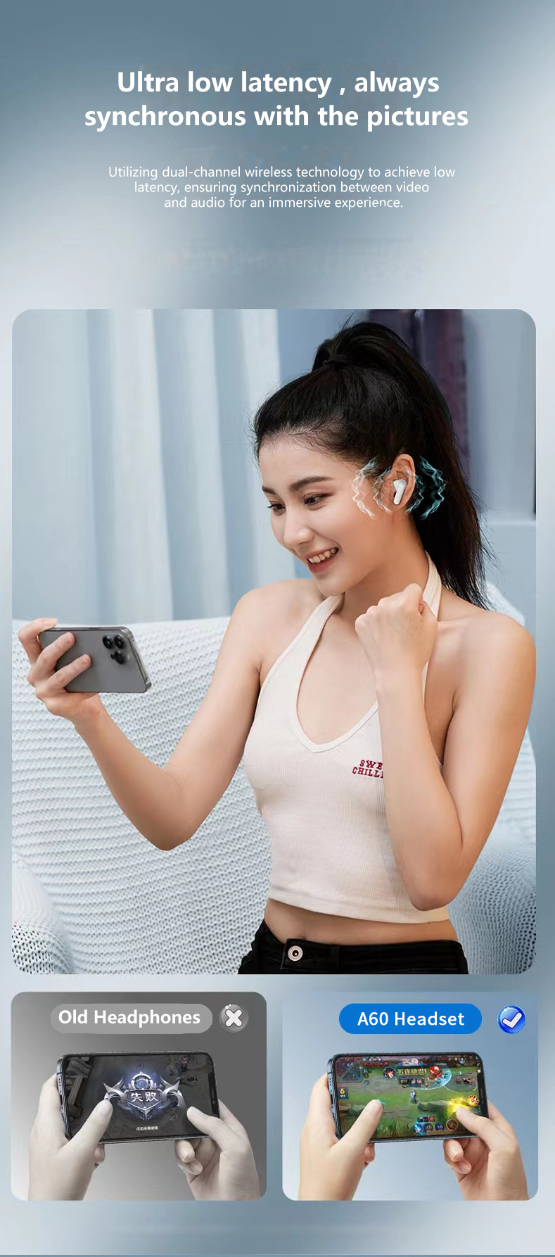 Private Mold Wireless HiFI Earbuds with Low Latency ANC ENC and Digital Display