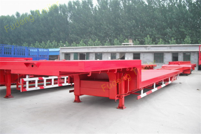 60 Ton Load Extendable Lowboy Semi Trailer , Wind Blade Transport Low Loader Trailer