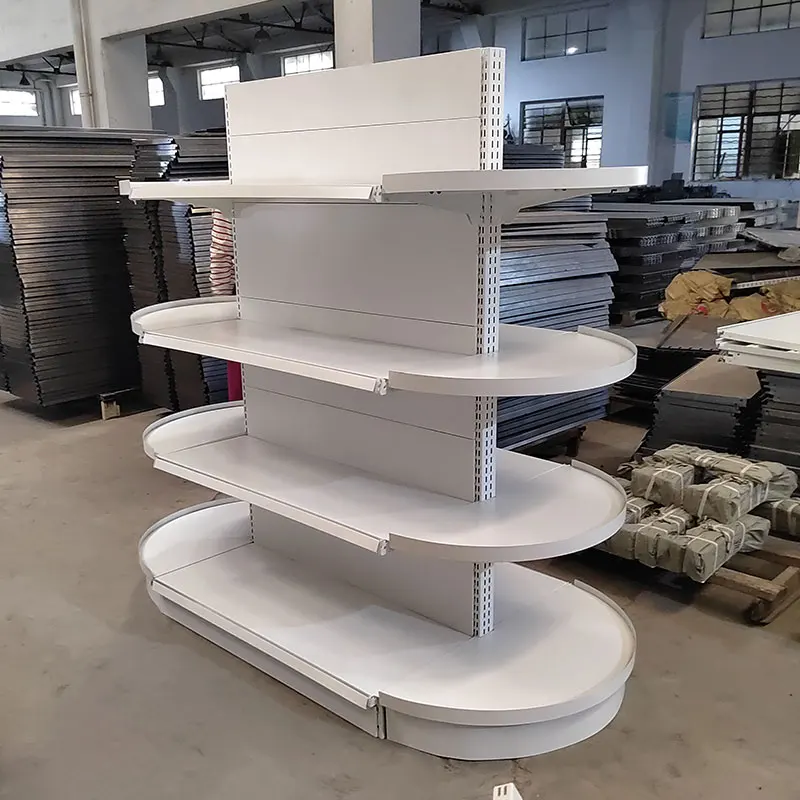 Factory Customized Size Thickness Color Double-sided Half Circle Round Gondola Display Shelf Round Gondola Shelf Exhibit Shelf