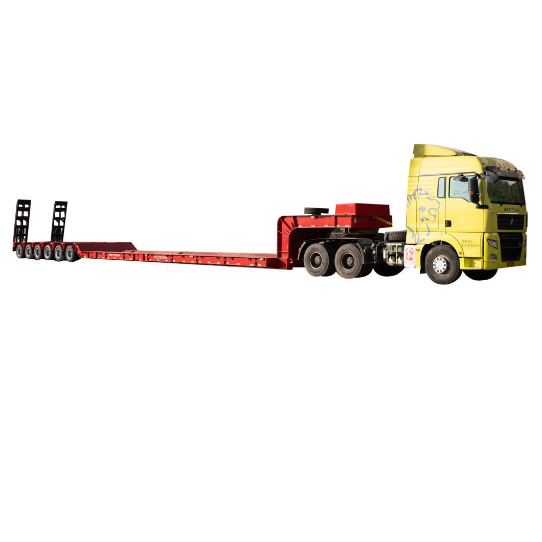3 Axles Lowbed Chassis 80 Ton Lowbed Trailer Truck Chassis Lowboy Semi Trailer
