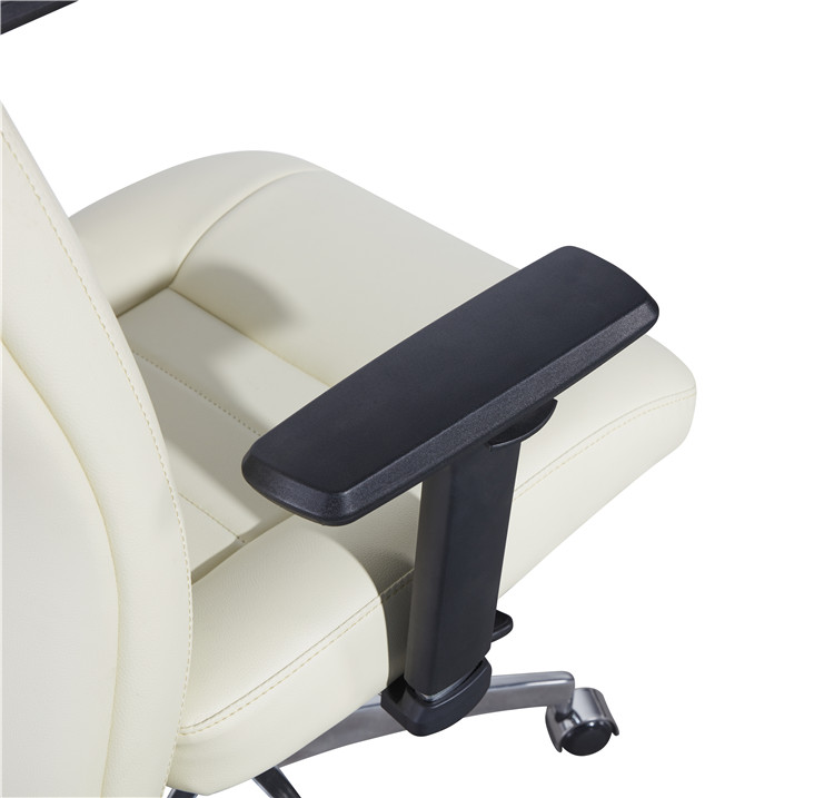 28KG Leather Office Swivel Chairs PU Armrest Convertible White Leather Executive Office Chair